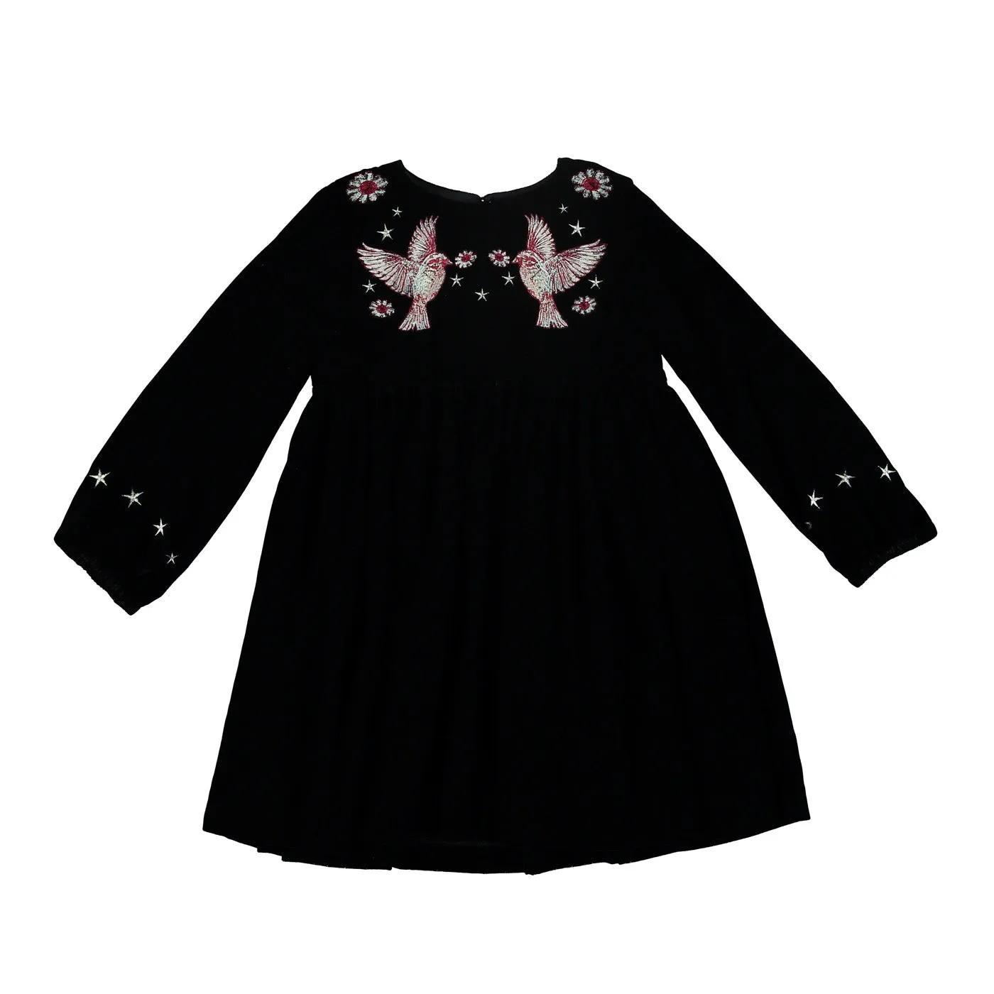 Girls Georgina Embroidered Velvet Dress