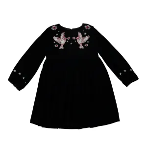 Girls Georgina Embroidered Velvet Dress