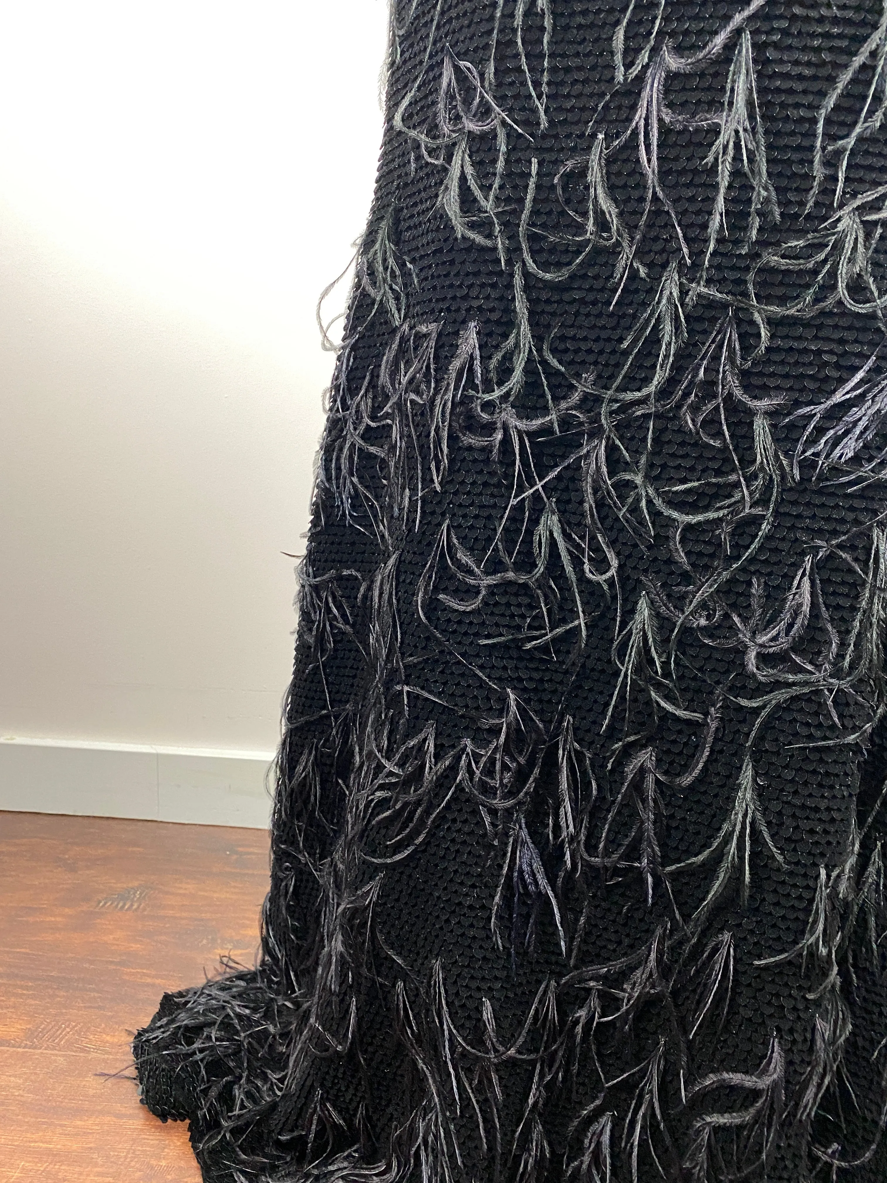 GN • Feathers and Velour sequins gown