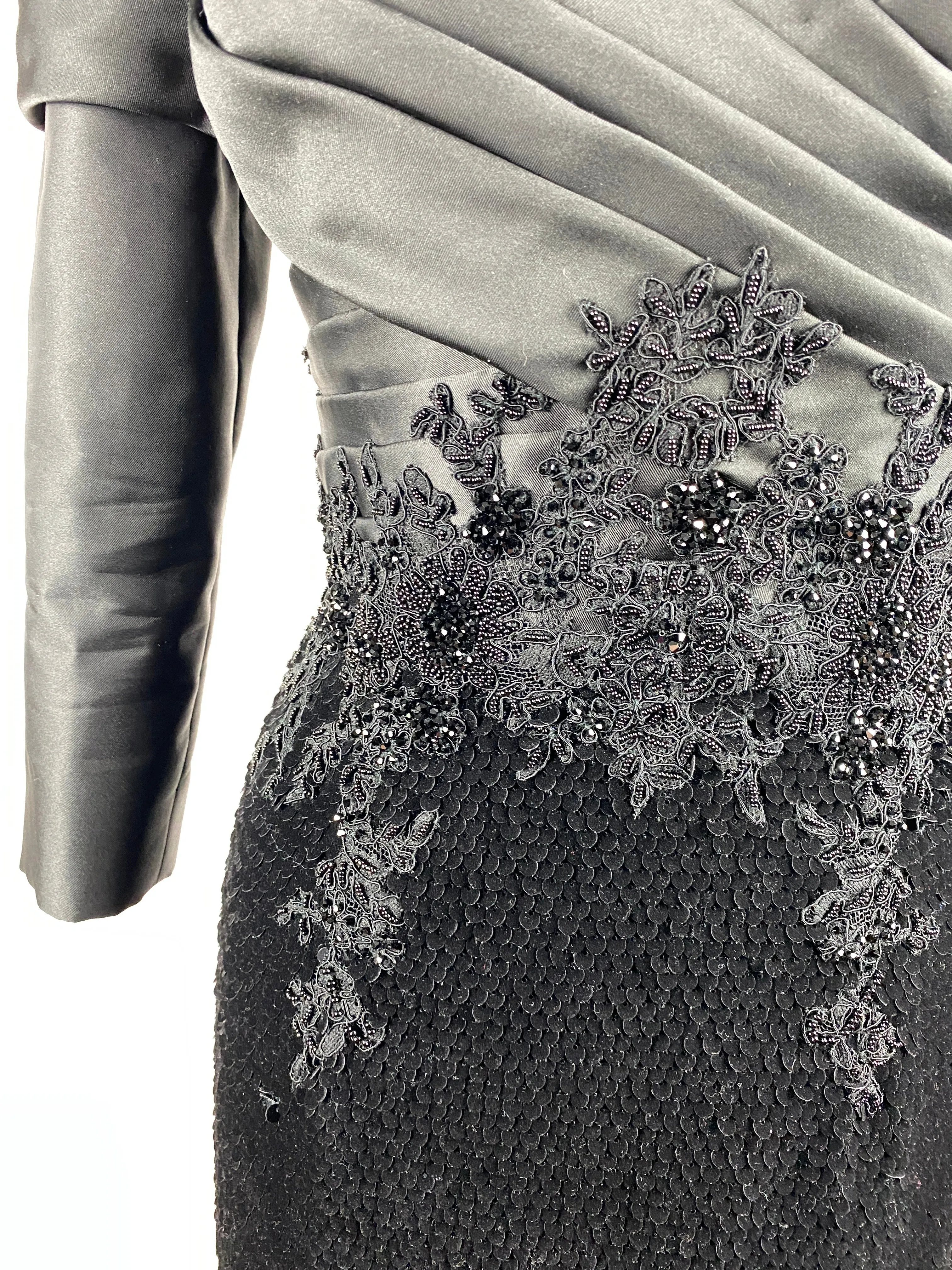 GN • Feathers and Velour sequins gown