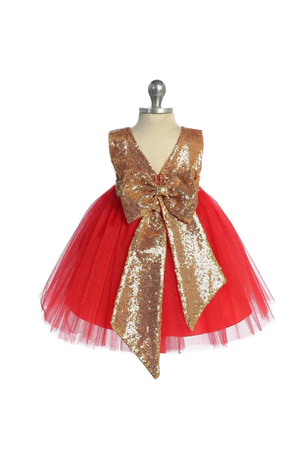 Gold Sequin V Back Baby Dress