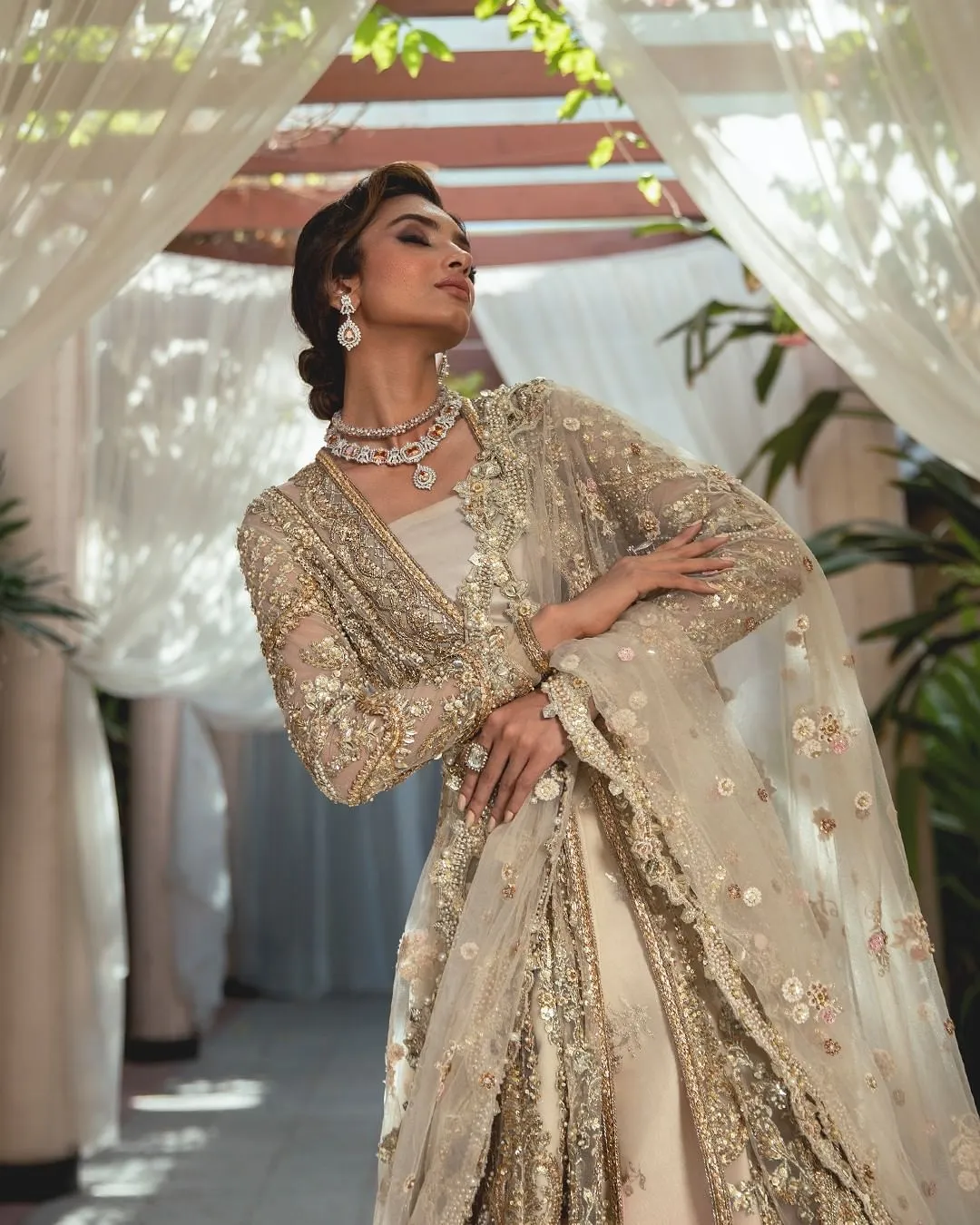 Golden Lehenga Choli Style Gown for Indian Bridal Wear