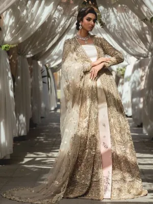Golden Lehenga Choli Style Gown for Indian Bridal Wear
