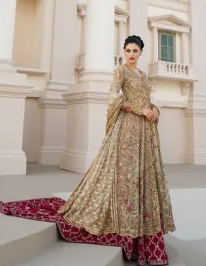 Golden Punjabi Bridal Lehenga for Wedding Wear #BN1254