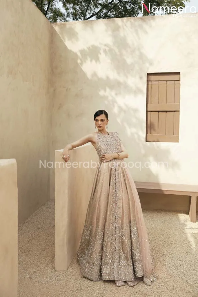 Gown Bridal Lehenga Peach Bridal Dress Pakistani #BS594