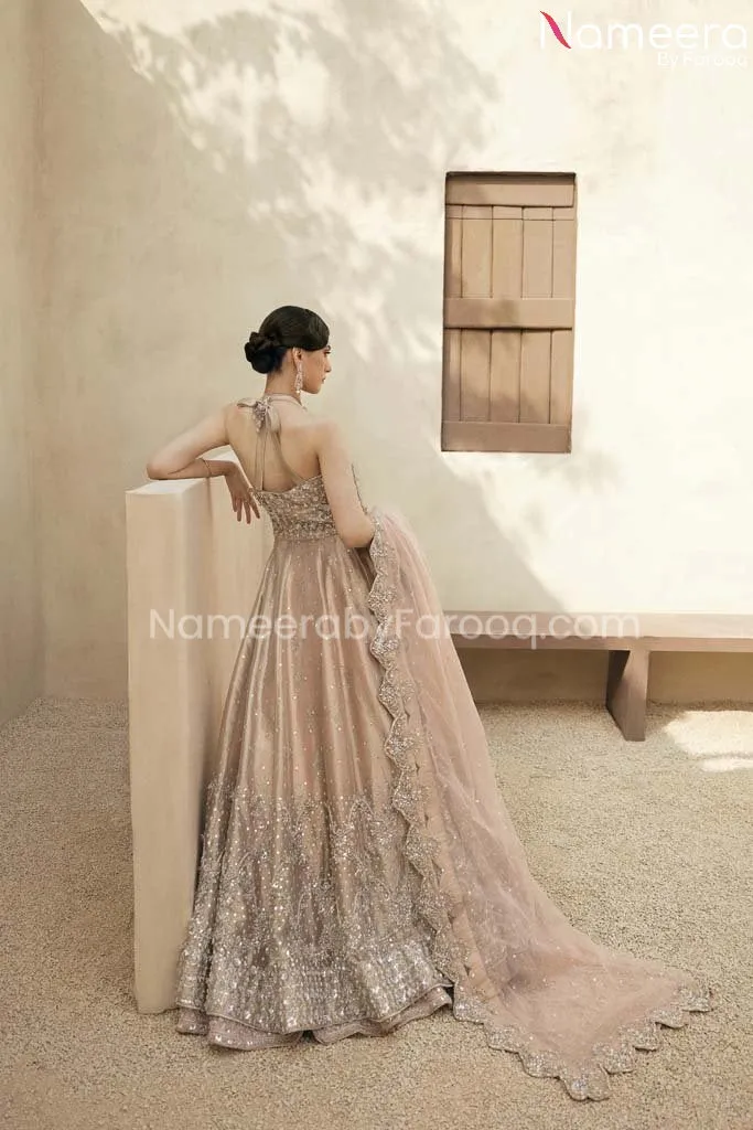 Gown Bridal Lehenga Peach Bridal Dress Pakistani #BS594