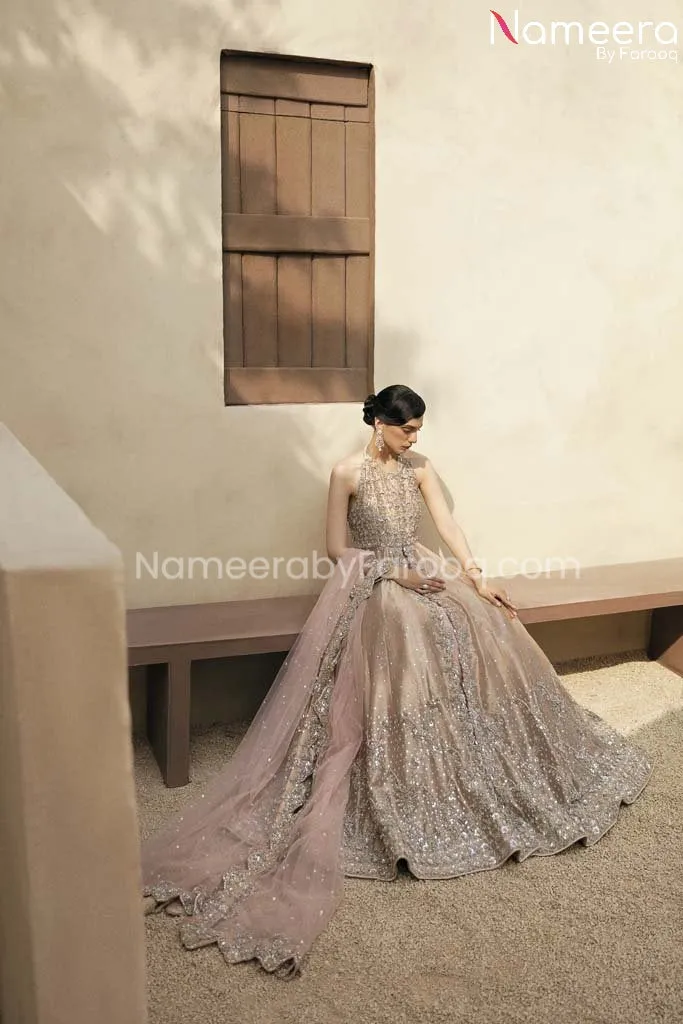 Gown Bridal Lehenga Peach Bridal Dress Pakistani #BS594