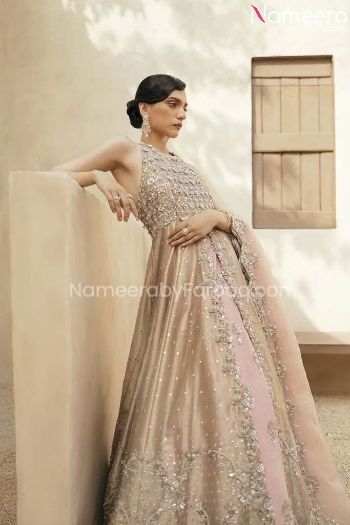 Gown Bridal Lehenga Peach Bridal Dress Pakistani #BS594