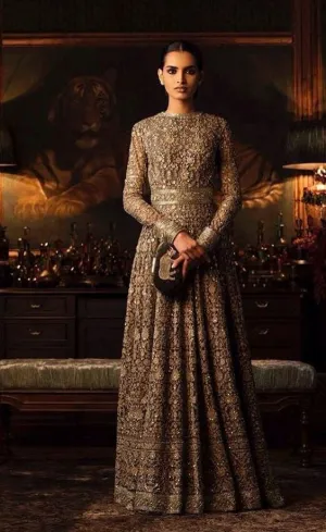 Green Color Floor Length Gown inspired from Sabyasachi Collection
