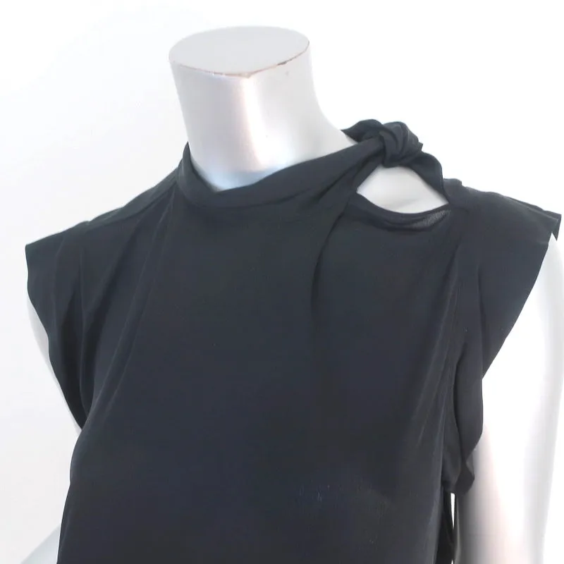 Gucci Tom Ford Tie-Neck Top Black Silk Jersey Size Large Sleeveless Blouse NEW