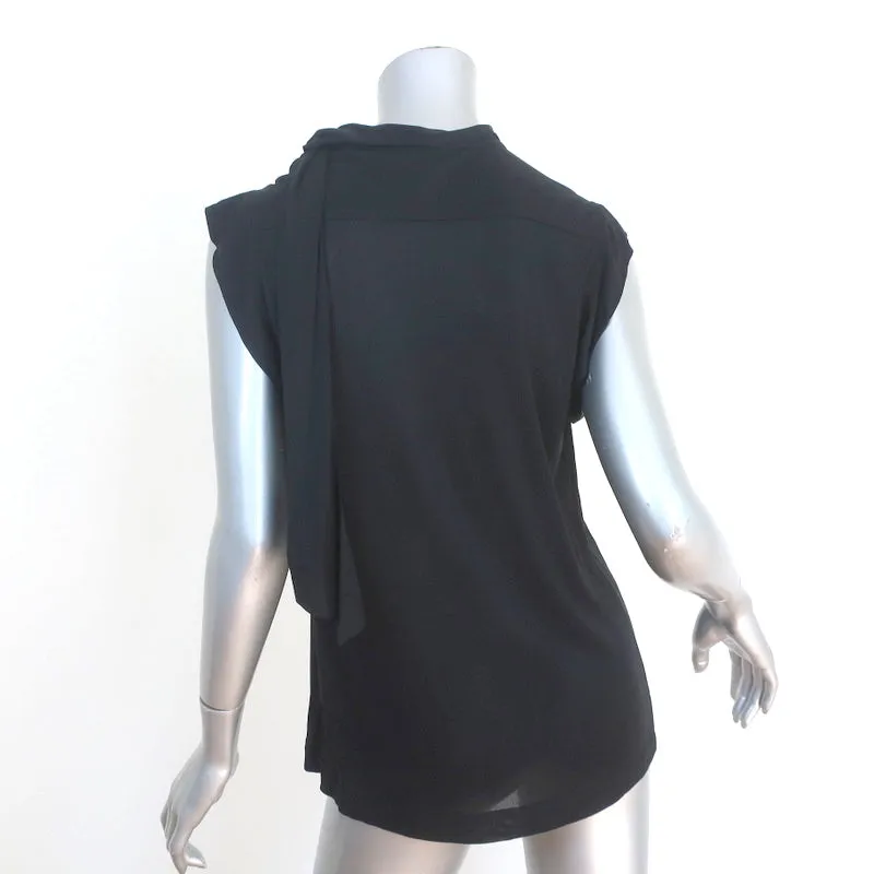 Gucci Tom Ford Tie-Neck Top Black Silk Jersey Size Large Sleeveless Blouse NEW