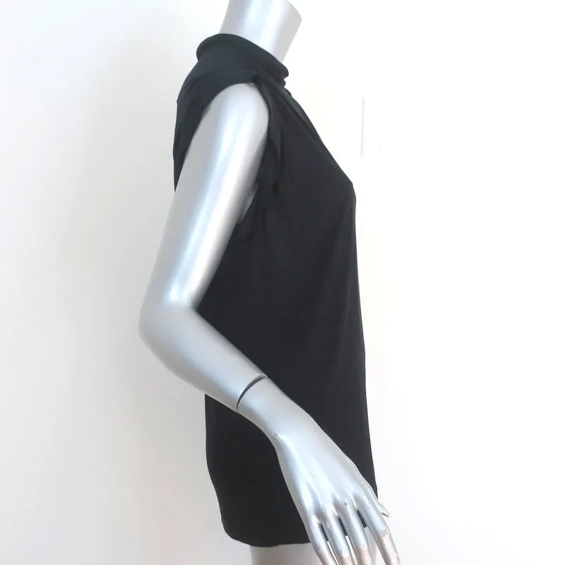 Gucci Tom Ford Tie-Neck Top Black Silk Jersey Size Large Sleeveless Blouse NEW