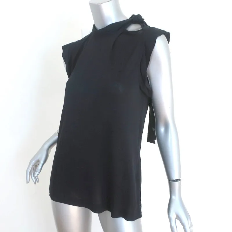 Gucci Tom Ford Tie-Neck Top Black Silk Jersey Size Large Sleeveless Blouse NEW