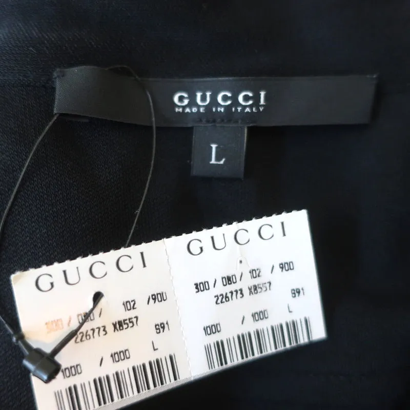 Gucci Tom Ford Tie-Neck Top Black Silk Jersey Size Large Sleeveless Blouse NEW