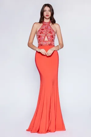 Halter Beaded Mint green gown