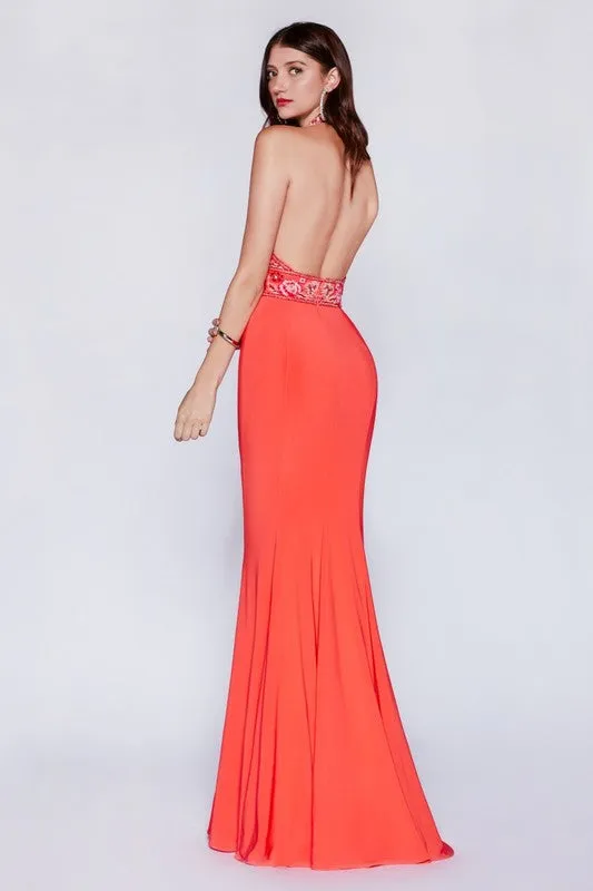 Halter Beaded Mint green gown