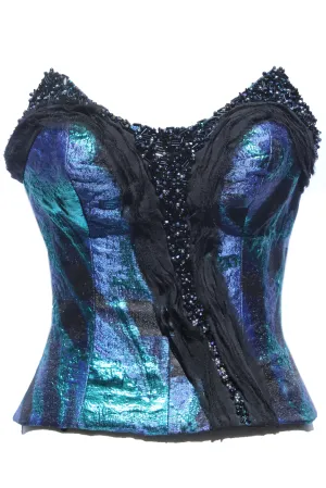 Hand Beaded Metallic Jewel Toned Bustier