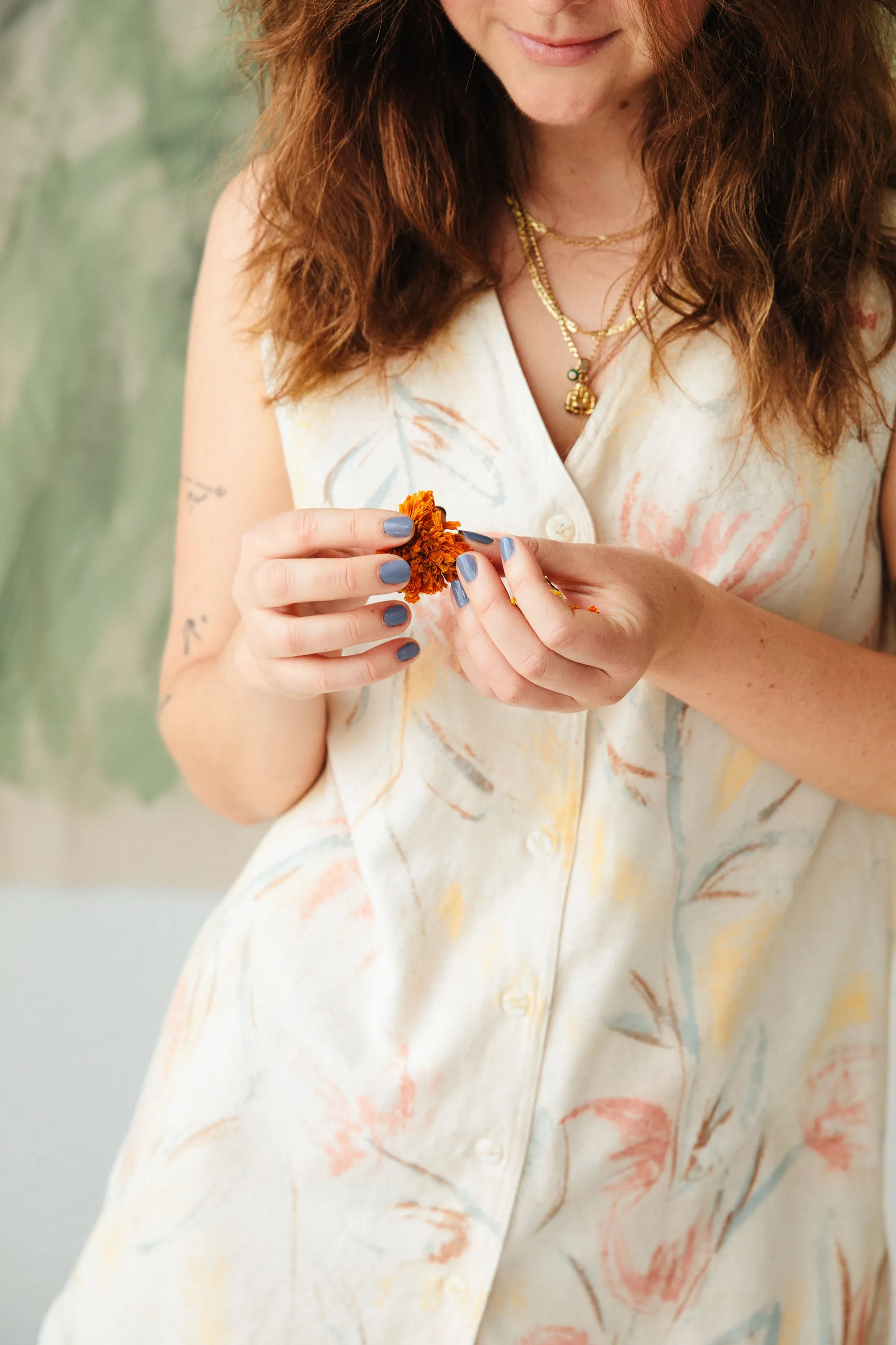 Hand-Painted Raw Silk Tank - Wild Flower