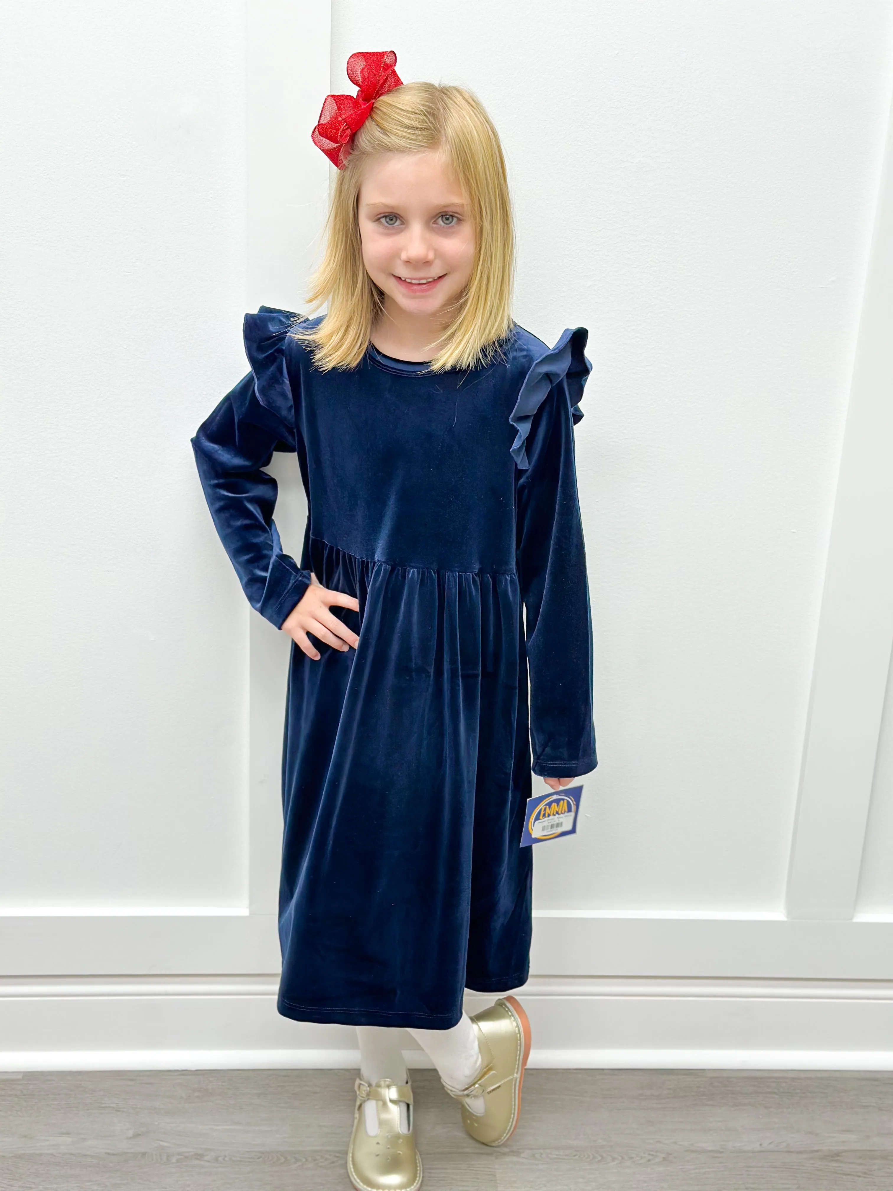 Harper Dress - Navy Velvet