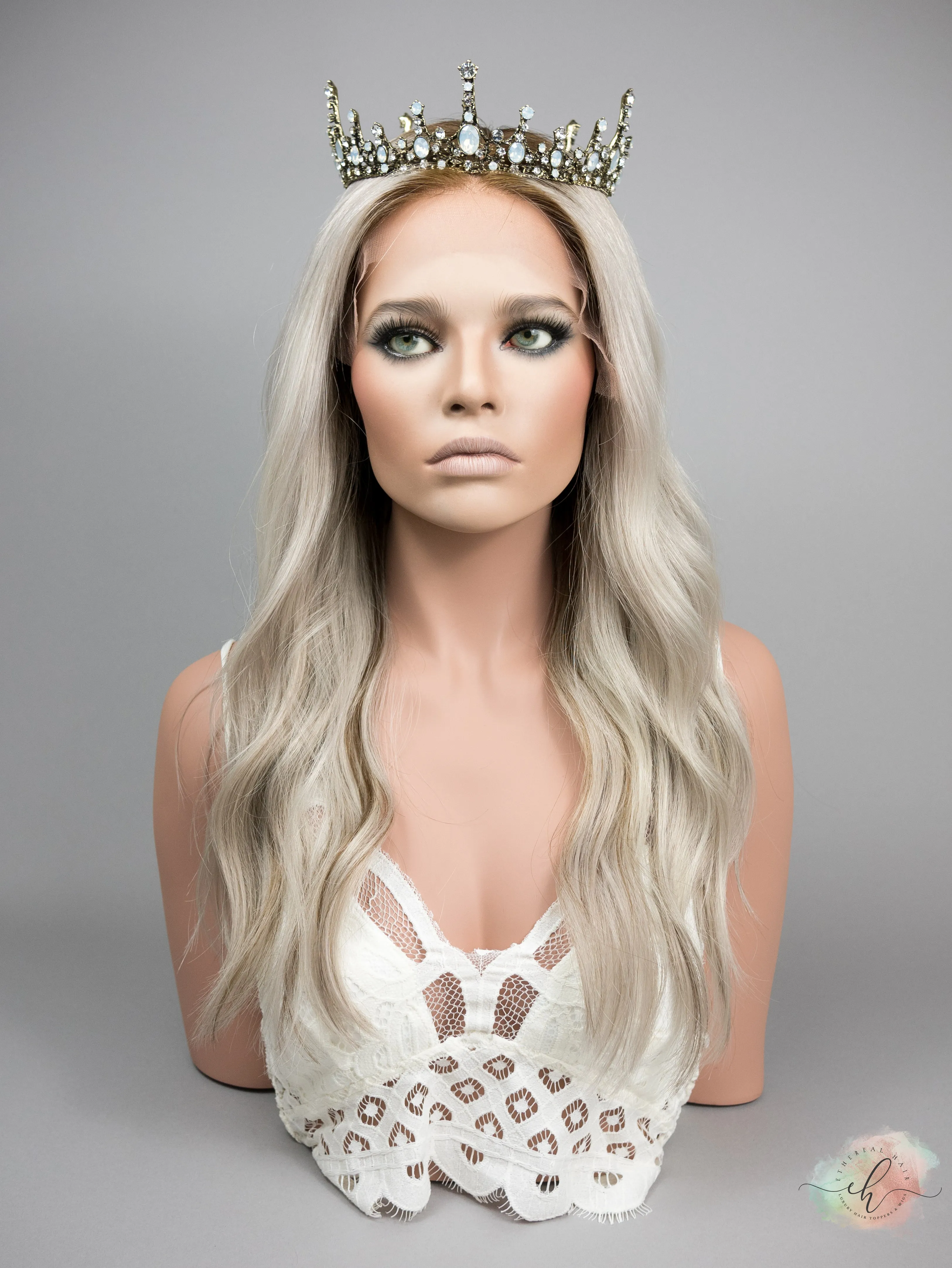 “HEARTBREAKER" Exquisite Wig: Silk Top Lace Front, Partial Handtied, Sz. S/M, 24", Medical Cap