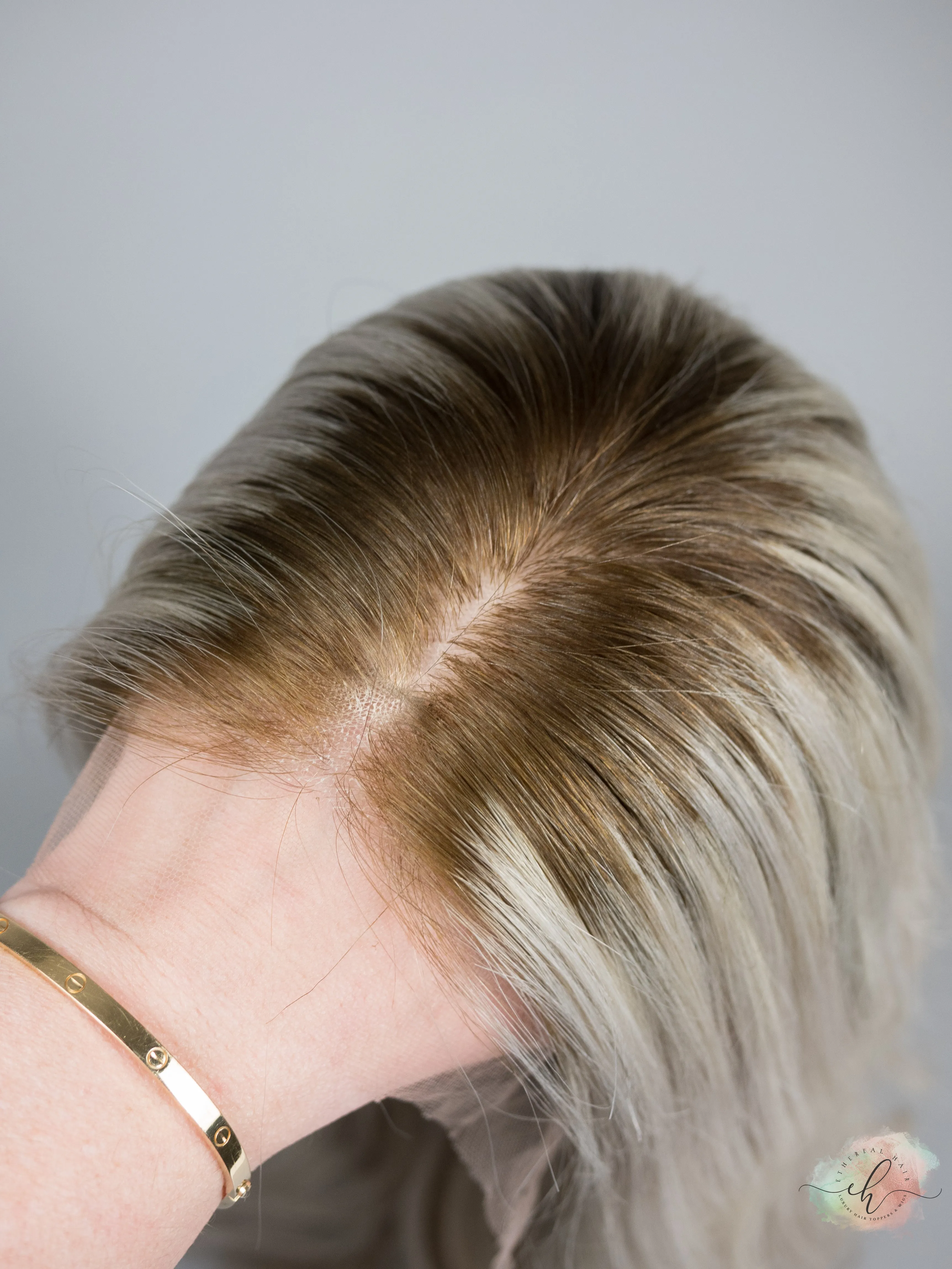 “HEARTBREAKER" Exquisite Wig: Silk Top Lace Front, Partial Handtied, Sz. S/M, 24", Medical Cap