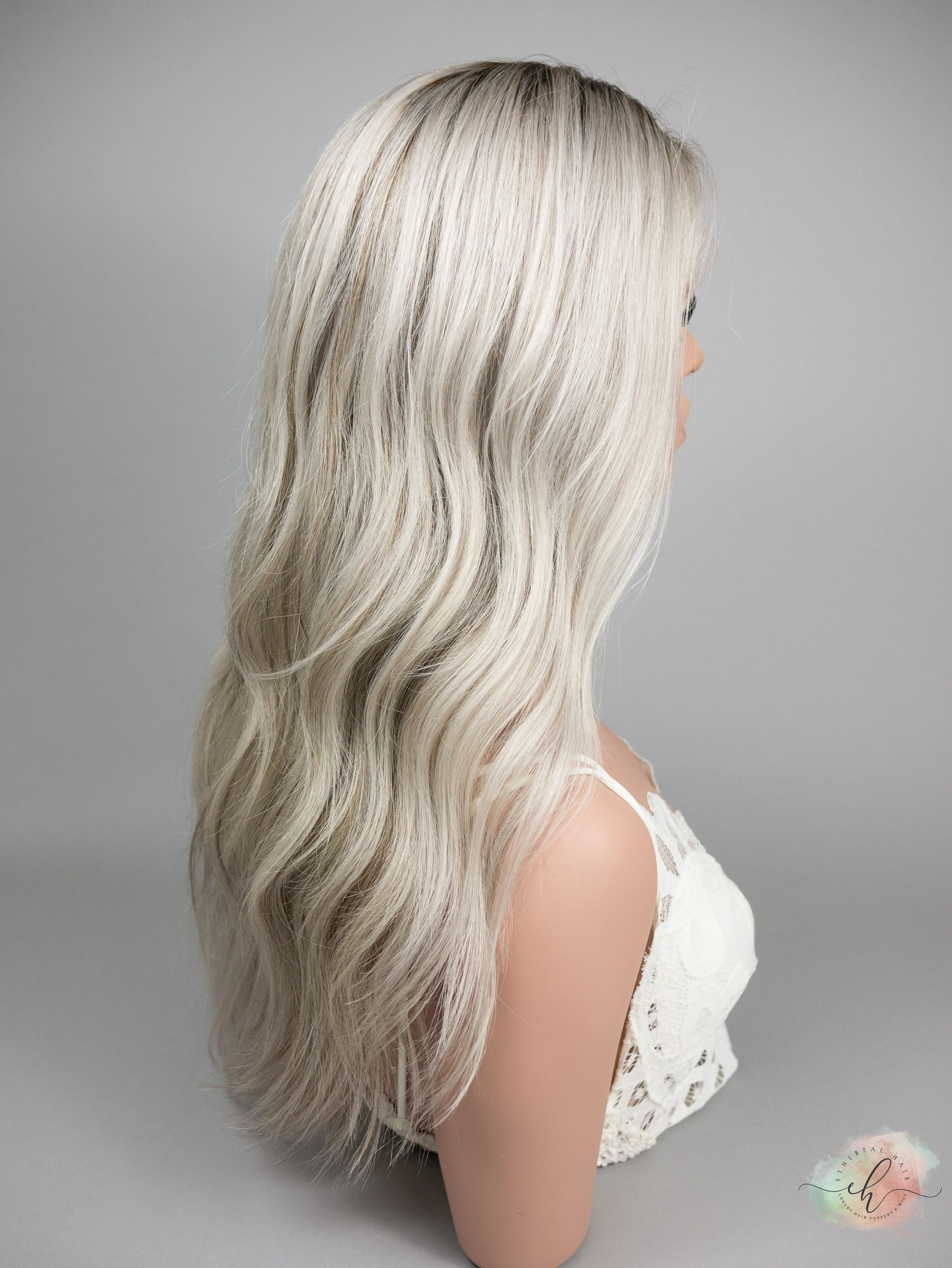 “HEARTBREAKER" Exquisite Wig: Silk Top Lace Front, Partial Handtied, Sz. S/M, 24", Medical Cap