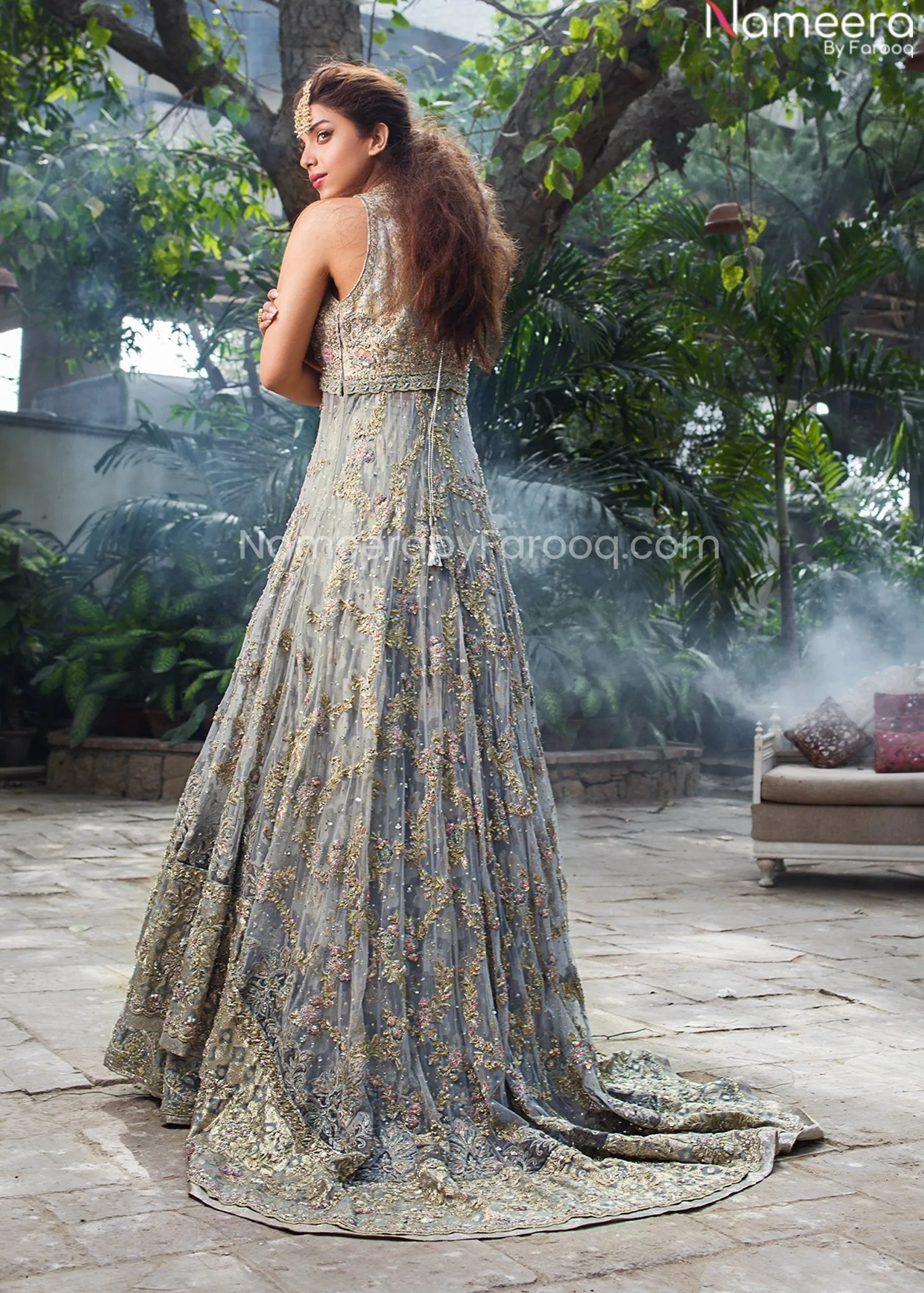 Heavy White Silver Lehenga Bridal Wedding Attire #BN880