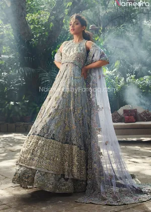 Heavy White Silver Lehenga Bridal Wedding Attire #BN880