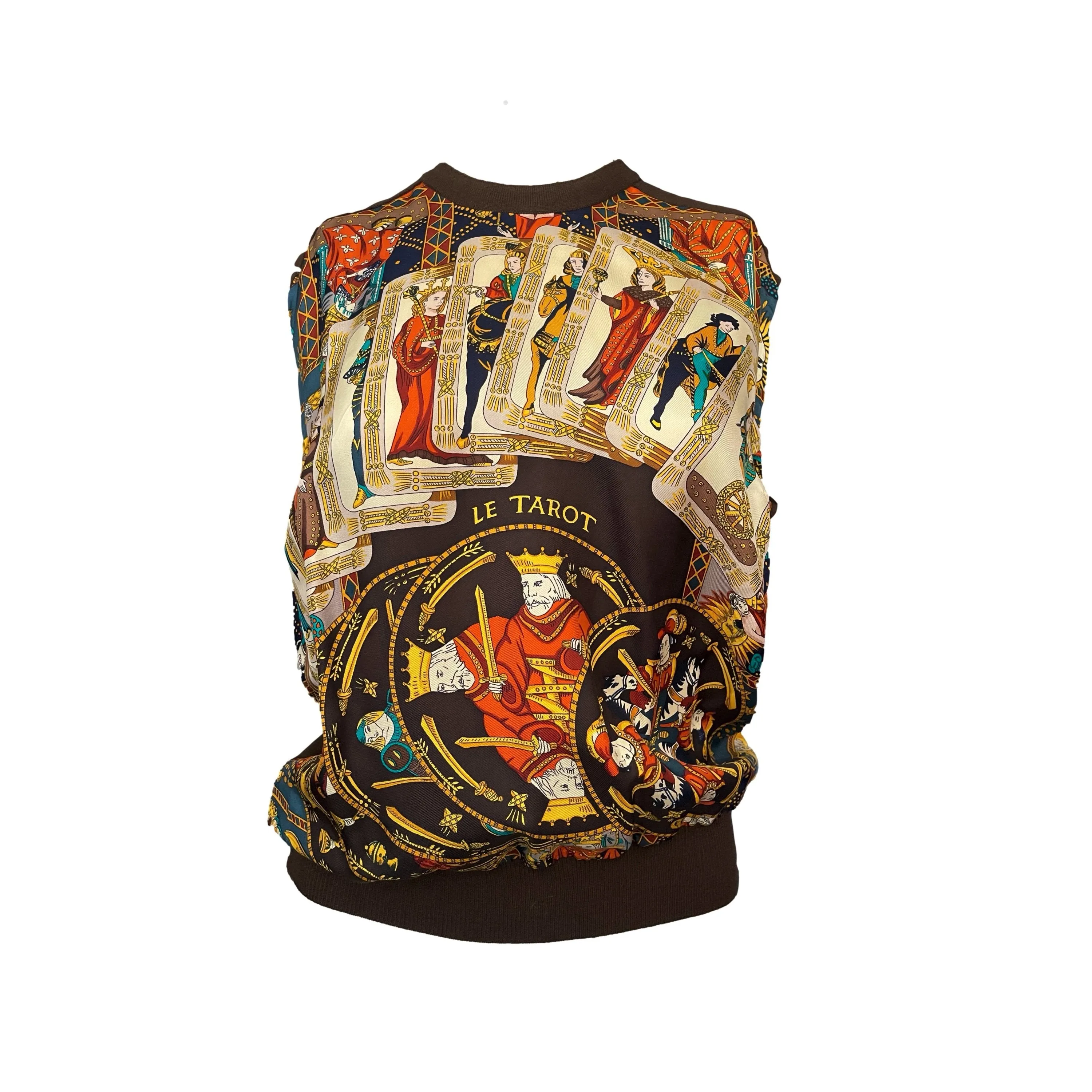Hermes Brown Tarot Silk Top