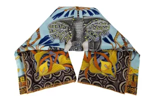 Hermes La Marche du Zambeze Scarf, Light Blue, Black & Yellow, 90cm X 90cm, with Box