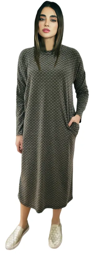 High Low Black Grey Print Dress