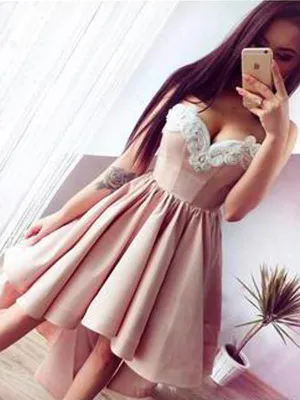 High Low Sweetheart Cheap Homecoming Dresses 2018, BDY0207