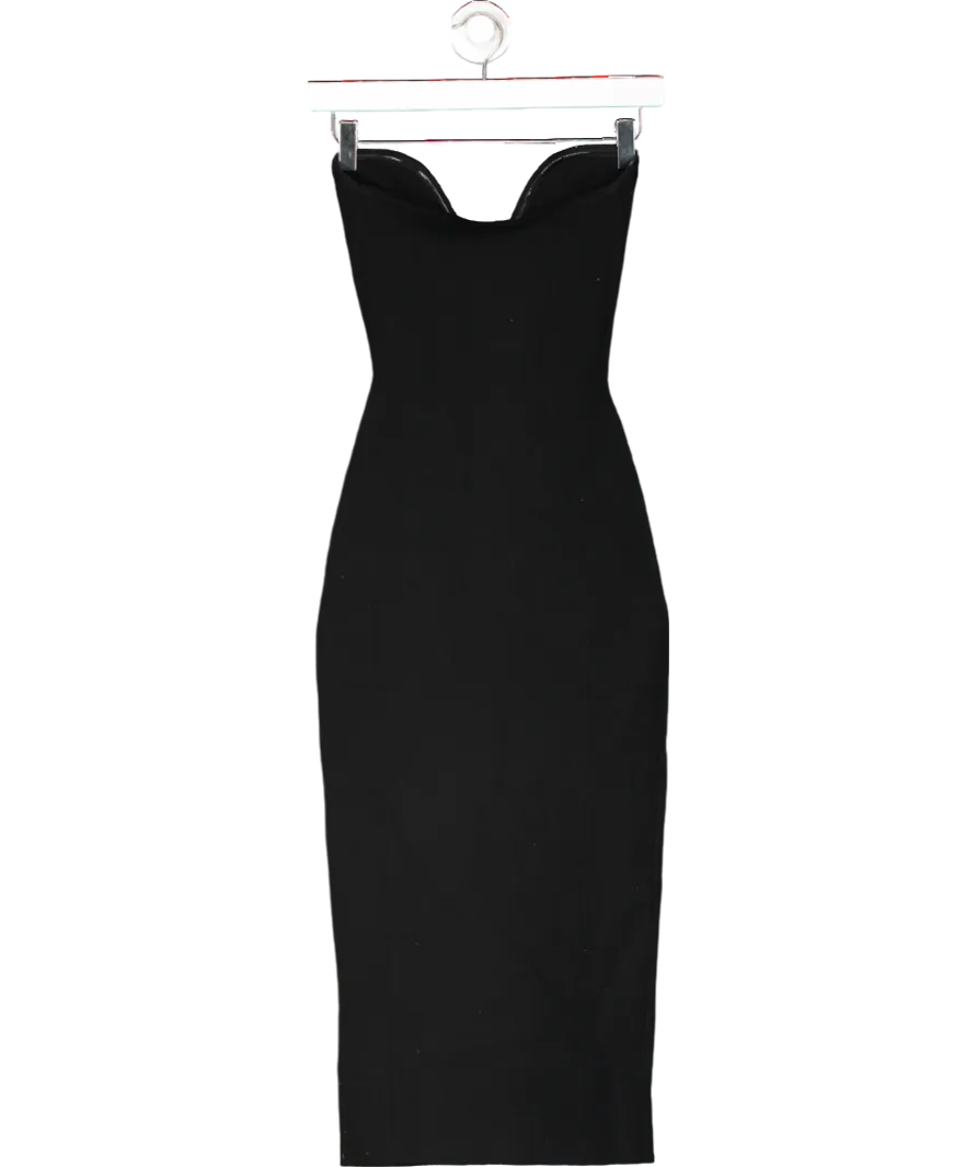 House of CB Black Strapless Knit Midi Dress UK 6
