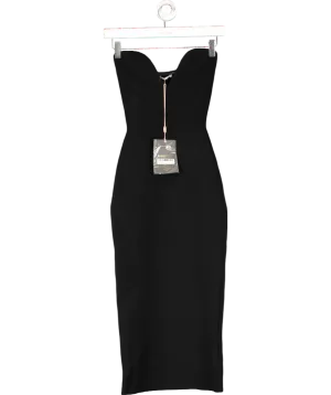 House of CB Black Strapless Knit Midi Dress UK 6