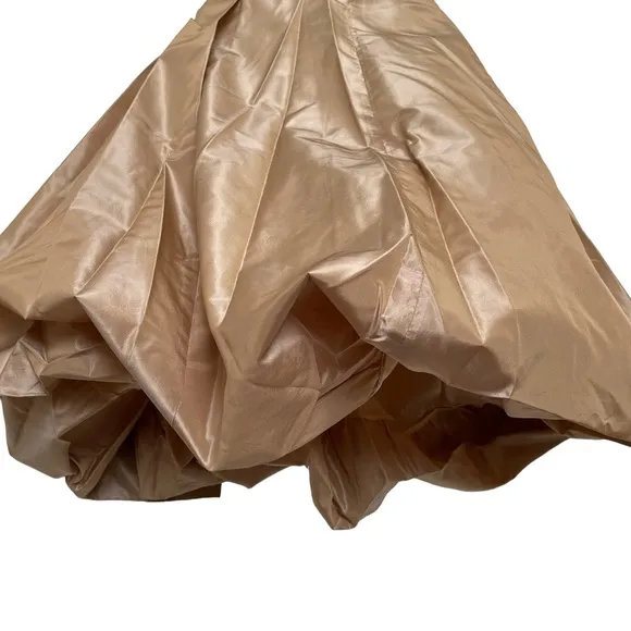 🌟HP🌟Max Mara Iridescent Gold/Dark Beige Silk Taffeta Skirt Balloon Hem - Size 2