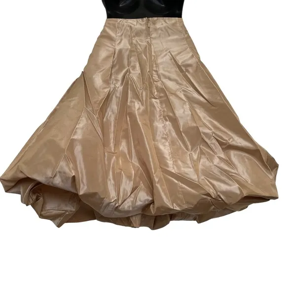 🌟HP🌟Max Mara Iridescent Gold/Dark Beige Silk Taffeta Skirt Balloon Hem - Size 2