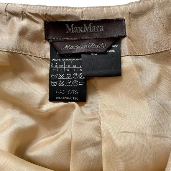 🌟HP🌟Max Mara Iridescent Gold/Dark Beige Silk Taffeta Skirt Balloon Hem - Size 2