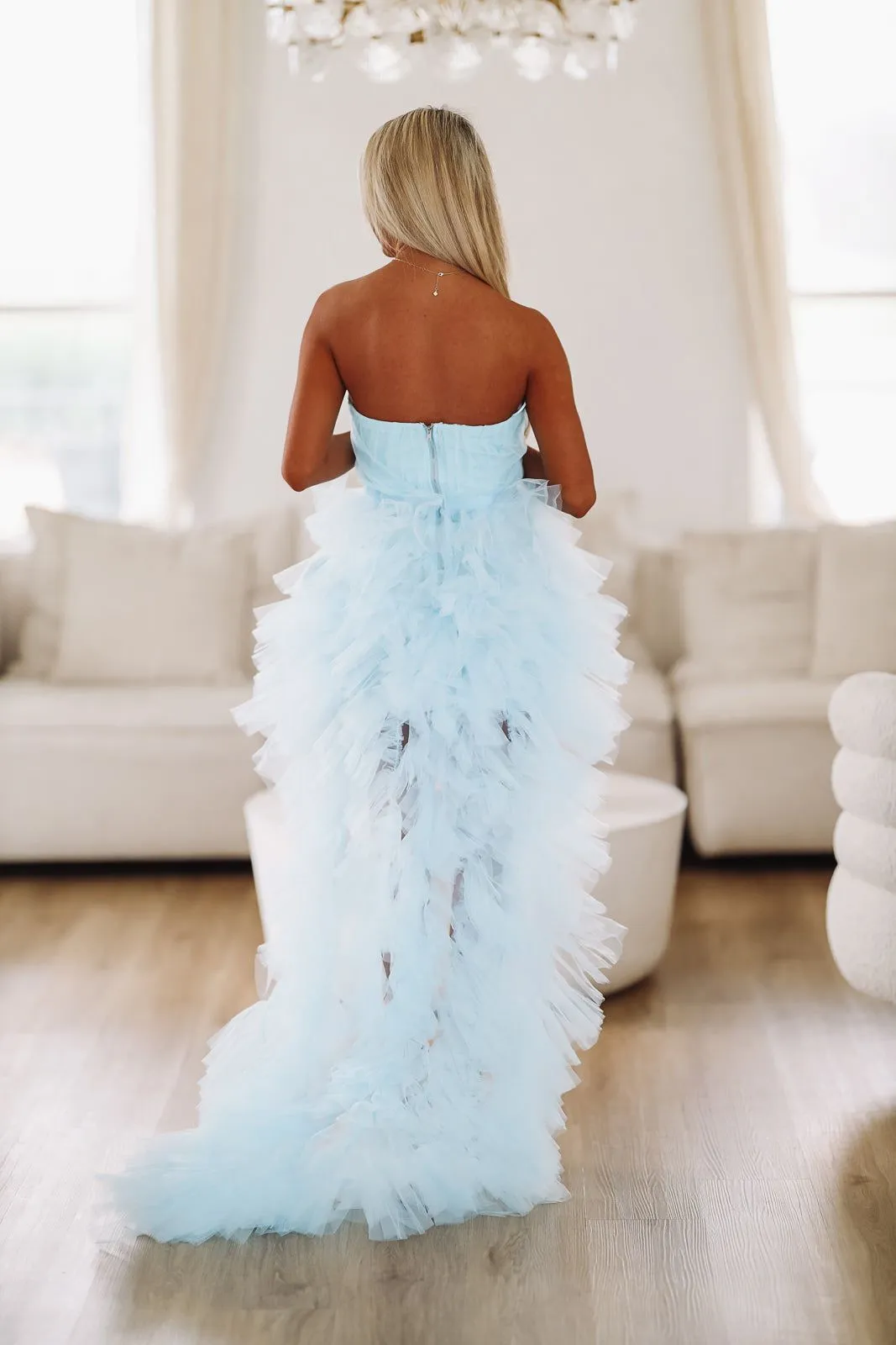 In The Moment High Low Tulle Dress - Light Blue