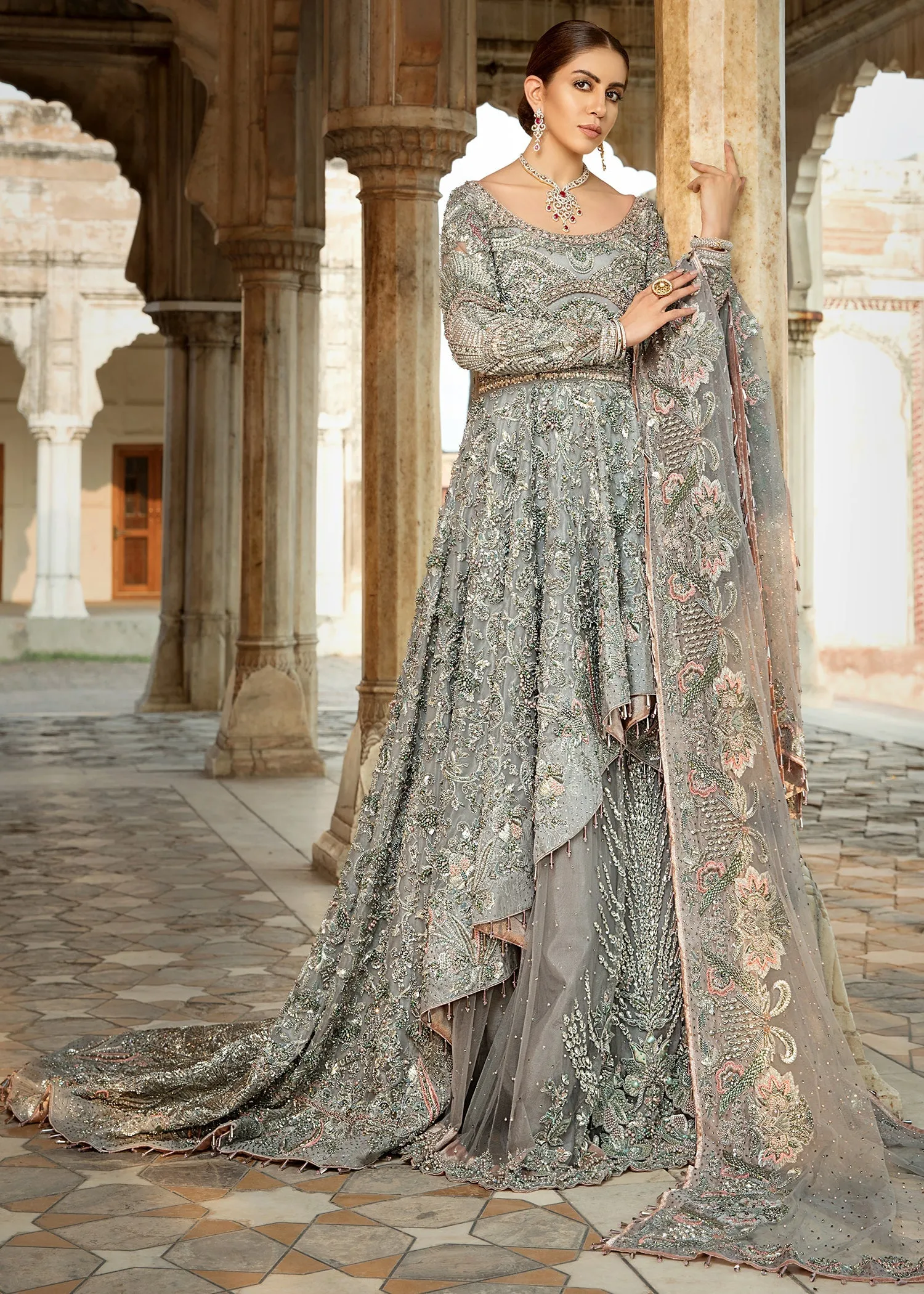 Indian Bridal Wear Designer Lehenga in Raw Silk #BN1198