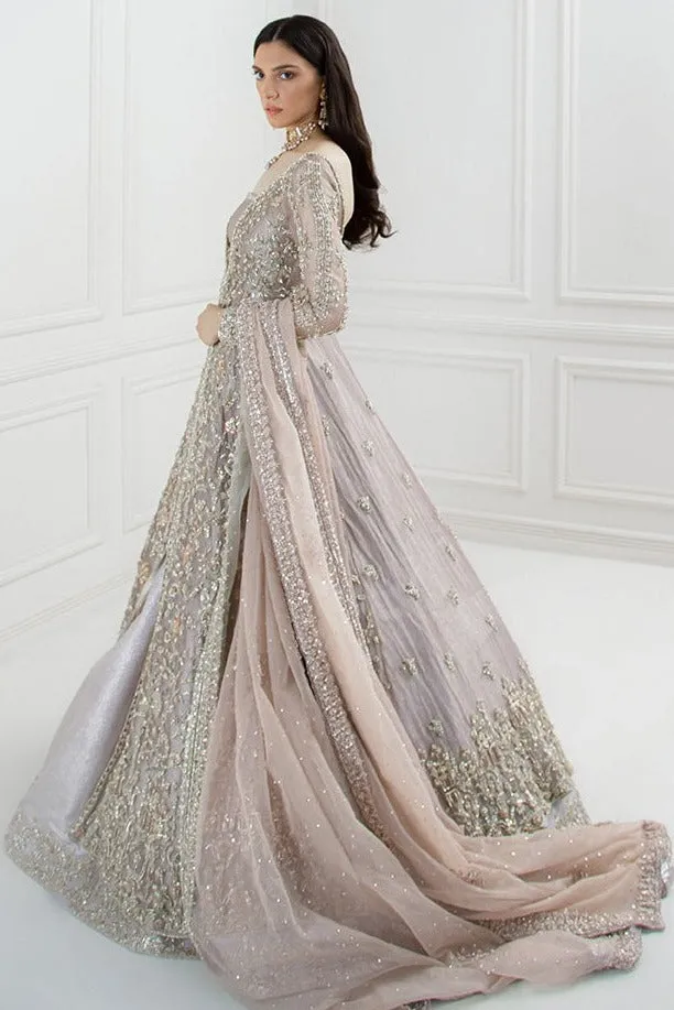 Indian Grey Gown Lehenga Chunni Bridal Dress #BN1219