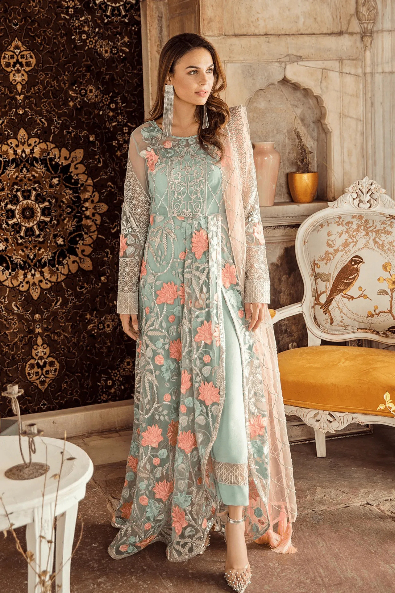 Indian Party Dress Appealing Light Blue Color # P2201