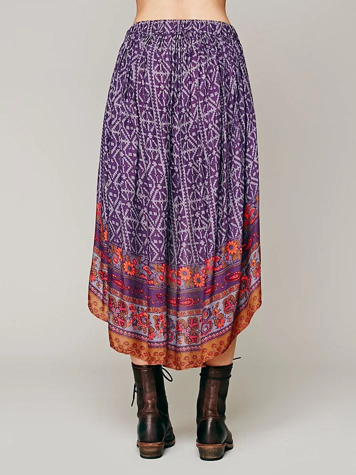 Intimately Free People Purple Border Print High Low Skirt Size Small