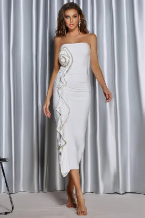 Isolde Strapless Flower White Dress