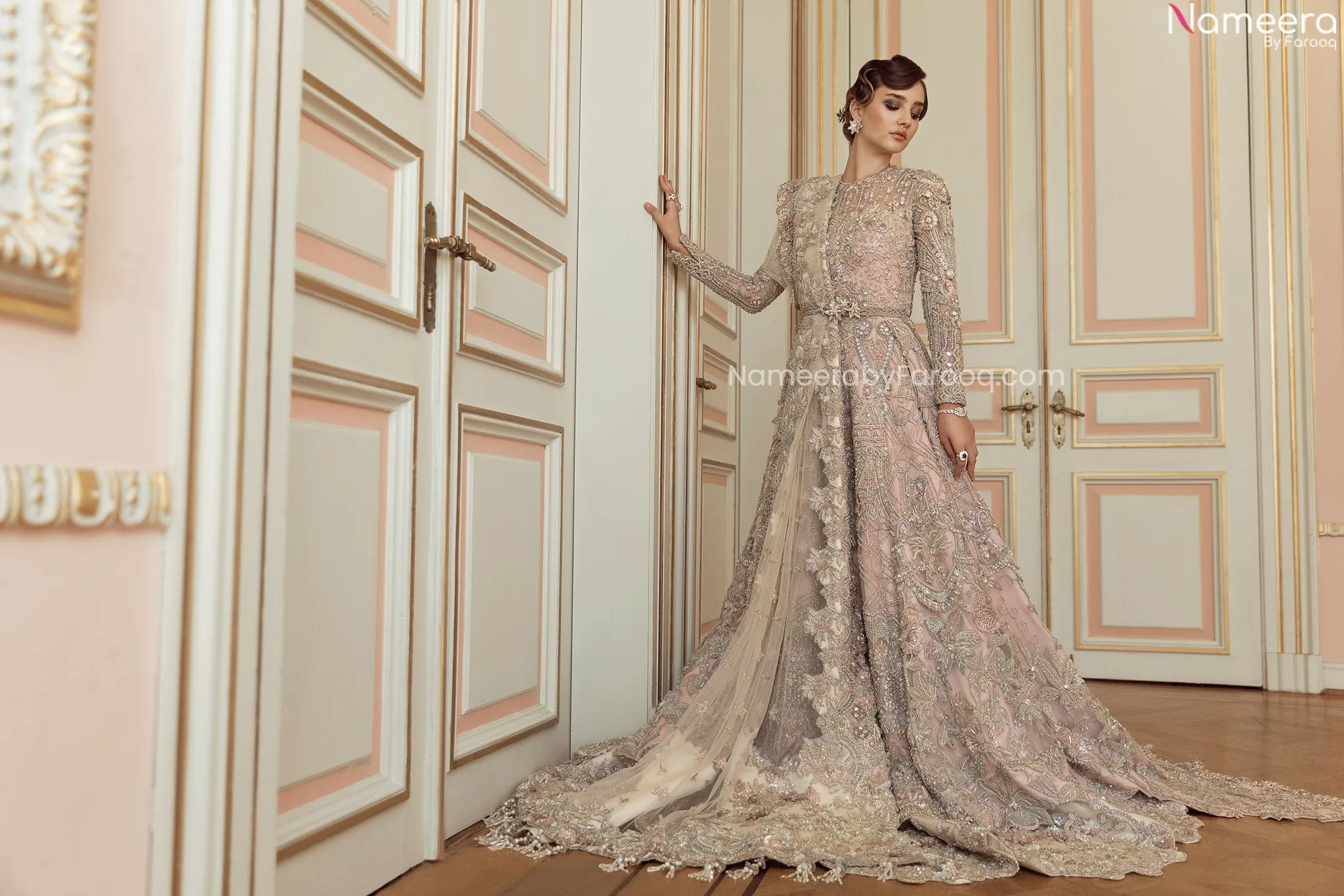Ivory Pink Indian Wedding Dresses for Bride #BN795