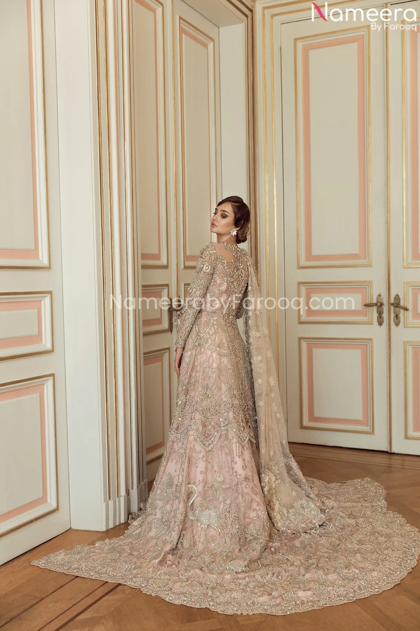 Ivory Pink Indian Wedding Dresses for Bride #BN795