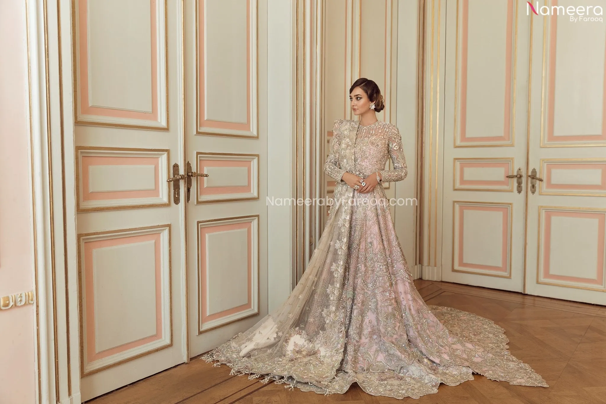 Ivory Pink Indian Wedding Dresses for Bride #BN795