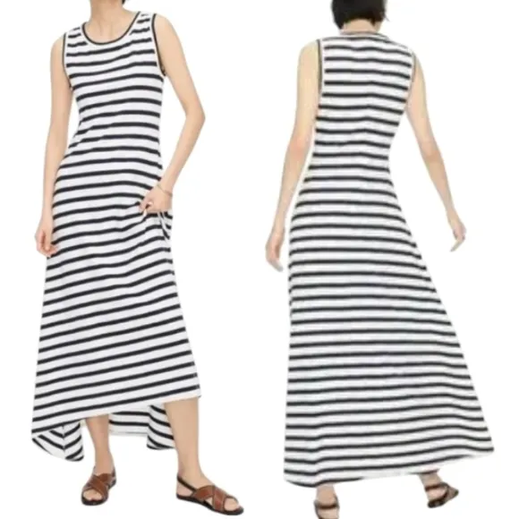 J. Crew Hi-Lo Stripe Maxi Dress