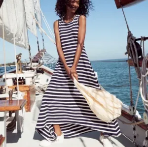 J. Crew Hi-Lo Stripe Maxi Dress