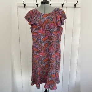 J.Crew Silk Dress Paisley Print Flounce Hem
