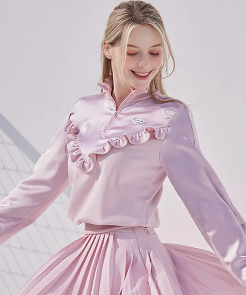 J.Jane Satin Frill Sweatshirt - Pink